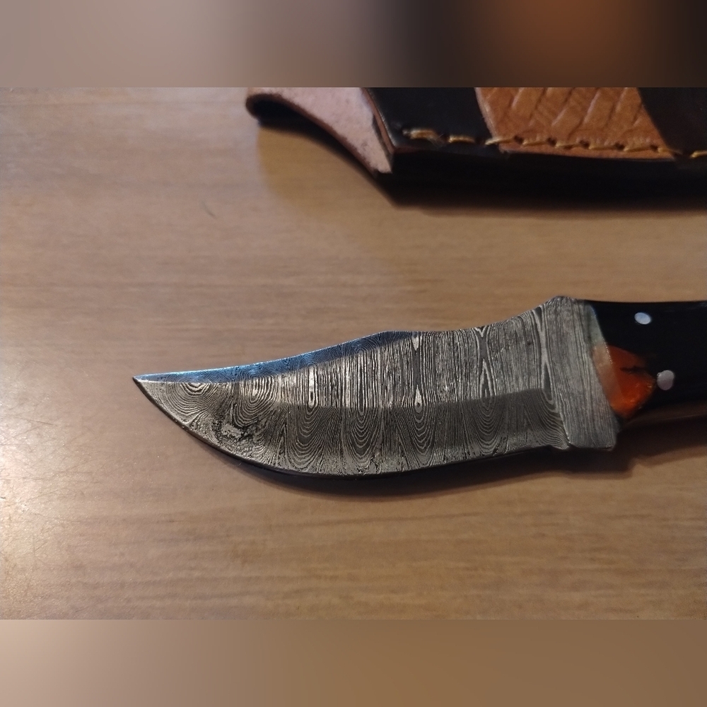 New Men's Damascus Steel Blade Hunting Knife With Sheath - Picture 2 of 8